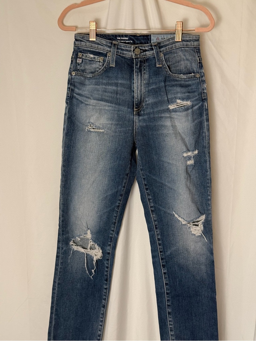 AG Phoebe 26 Distressed Mid-Blue Jeans Women’s
